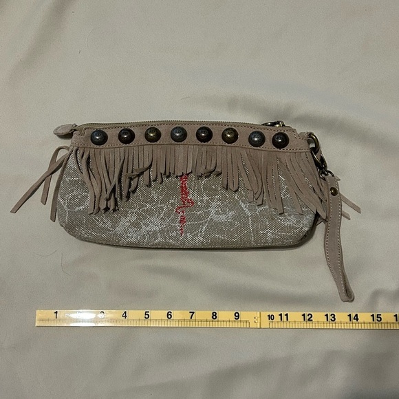 Ed Hardy Ferris Wristlet with Suede Fringe Clutch Bag - Picture 12 of 13